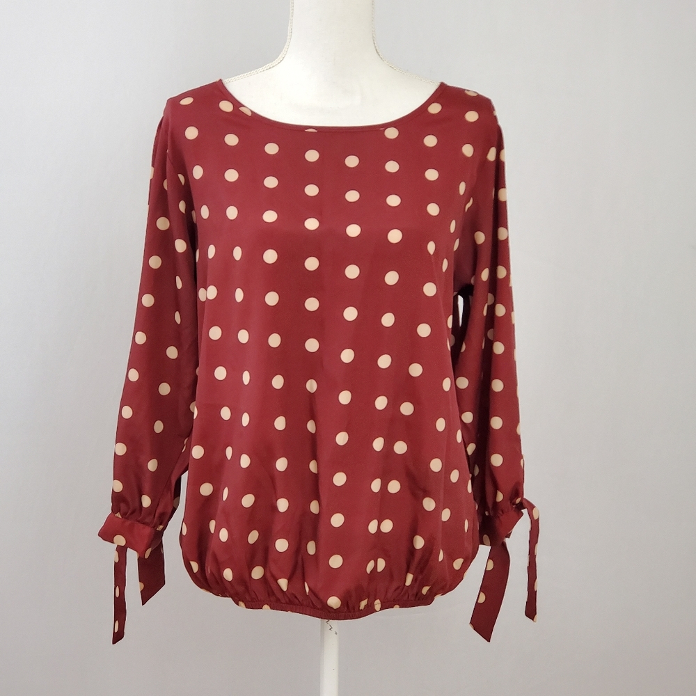Metaphor Burgundy Polka Dot Blouse